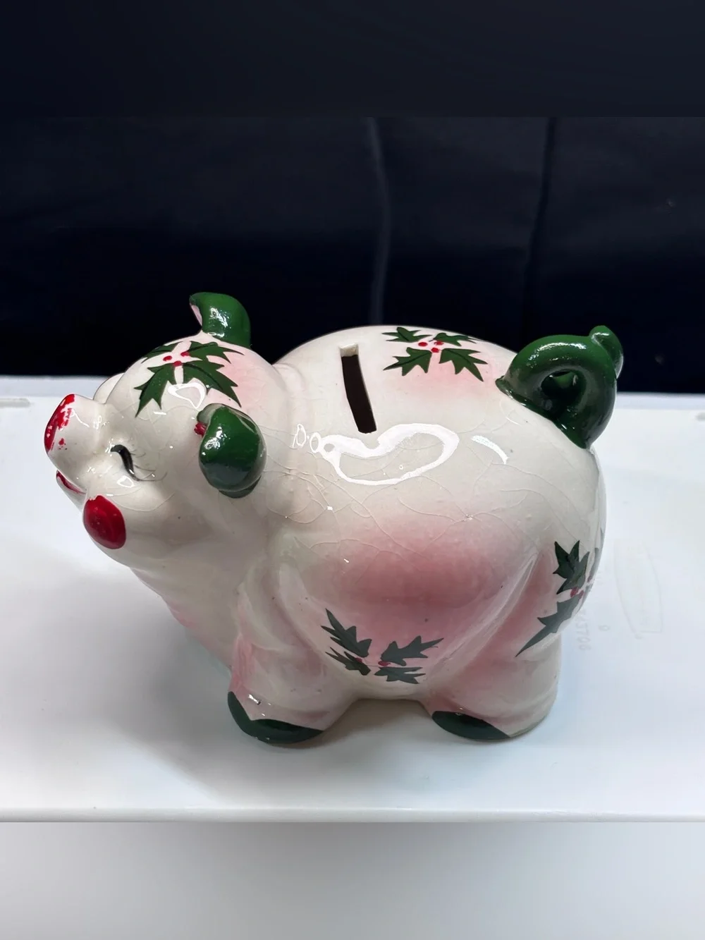 Vintage KREISS & CO Christmas Piggy Bank Figurine 1960s Japan Retro MCM Pink - Picture 7 of 14